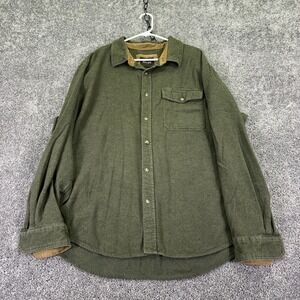 CQR Shirt Mens 2XL Green Long Sleeve Button Flannel Pocket Outdoor Workwear
